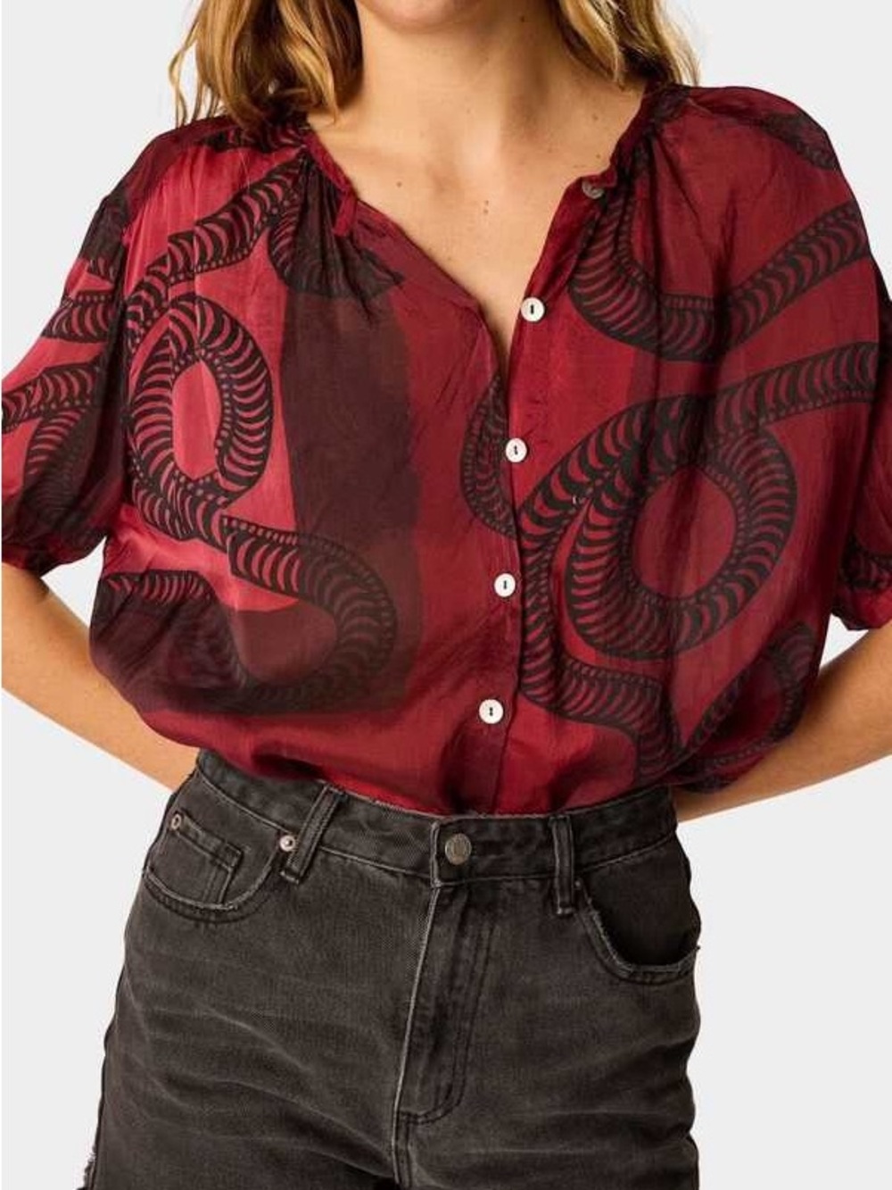 Natalie Martin Violet Top - Ament Snake Oxblood